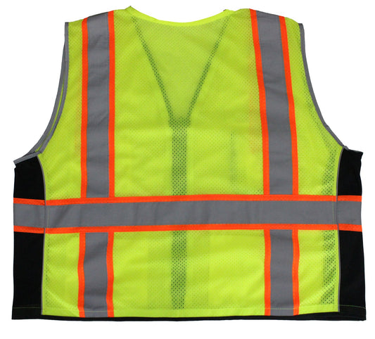 Stars Uniform Lime Green Reflective Safety Vest with Pockets - Alternate View
