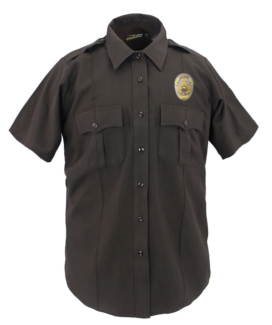 Stars Uniform Perfection Uniform Women's Poly-Rayon Short Sleeve uniform Shirt Dark Brown - Primary View