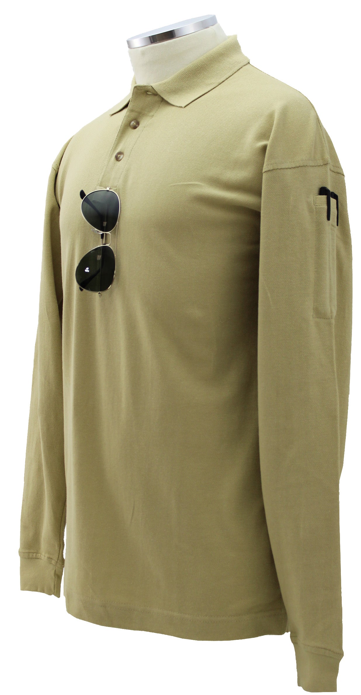 Stars Uniform Plain Polycotton Tactical Long Sleeve Polo Shirt - Detail View 1