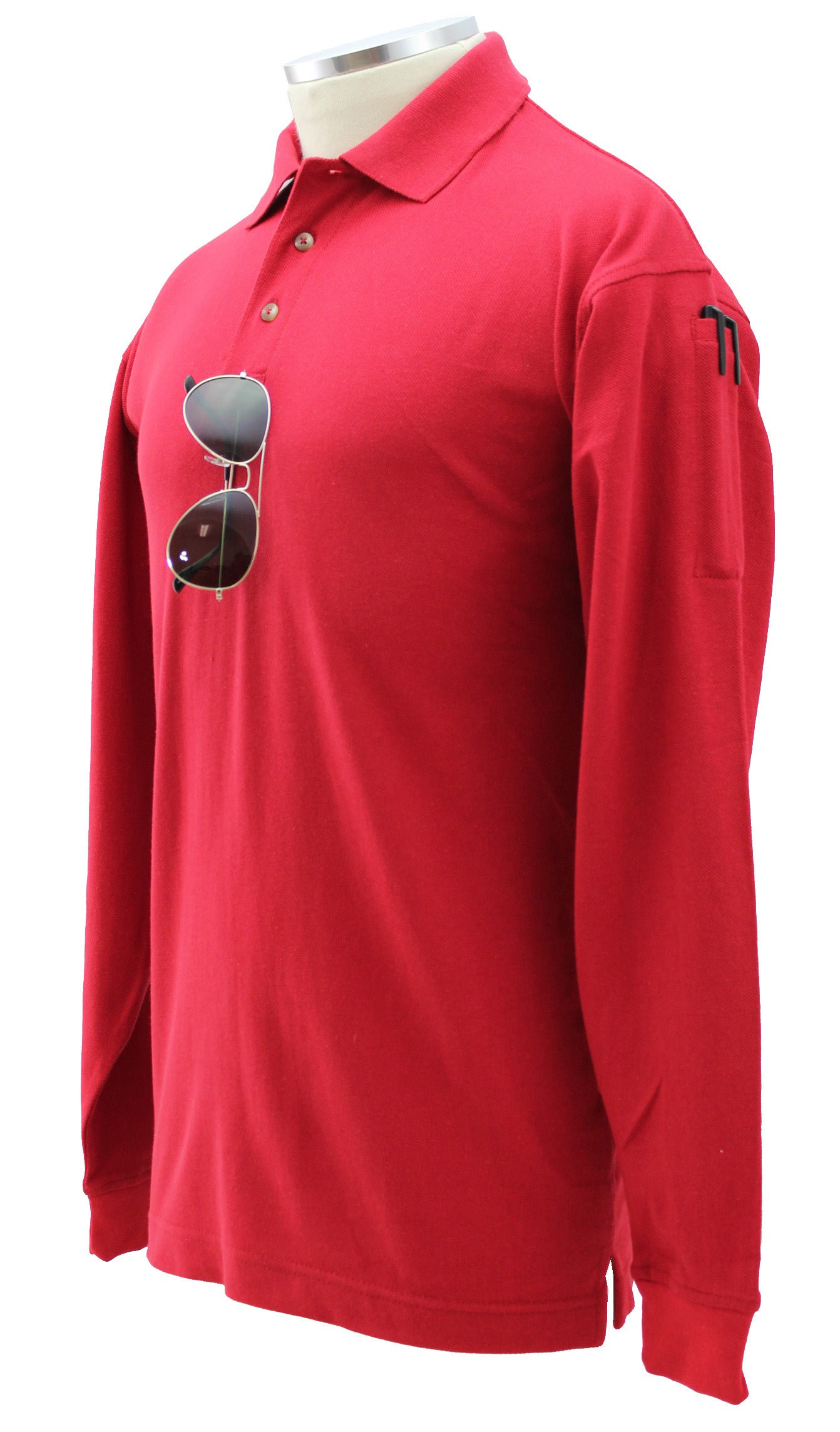 Stars Uniform Plain Polycotton Tactical Long Sleeve Polo Shirt - Detail View 3