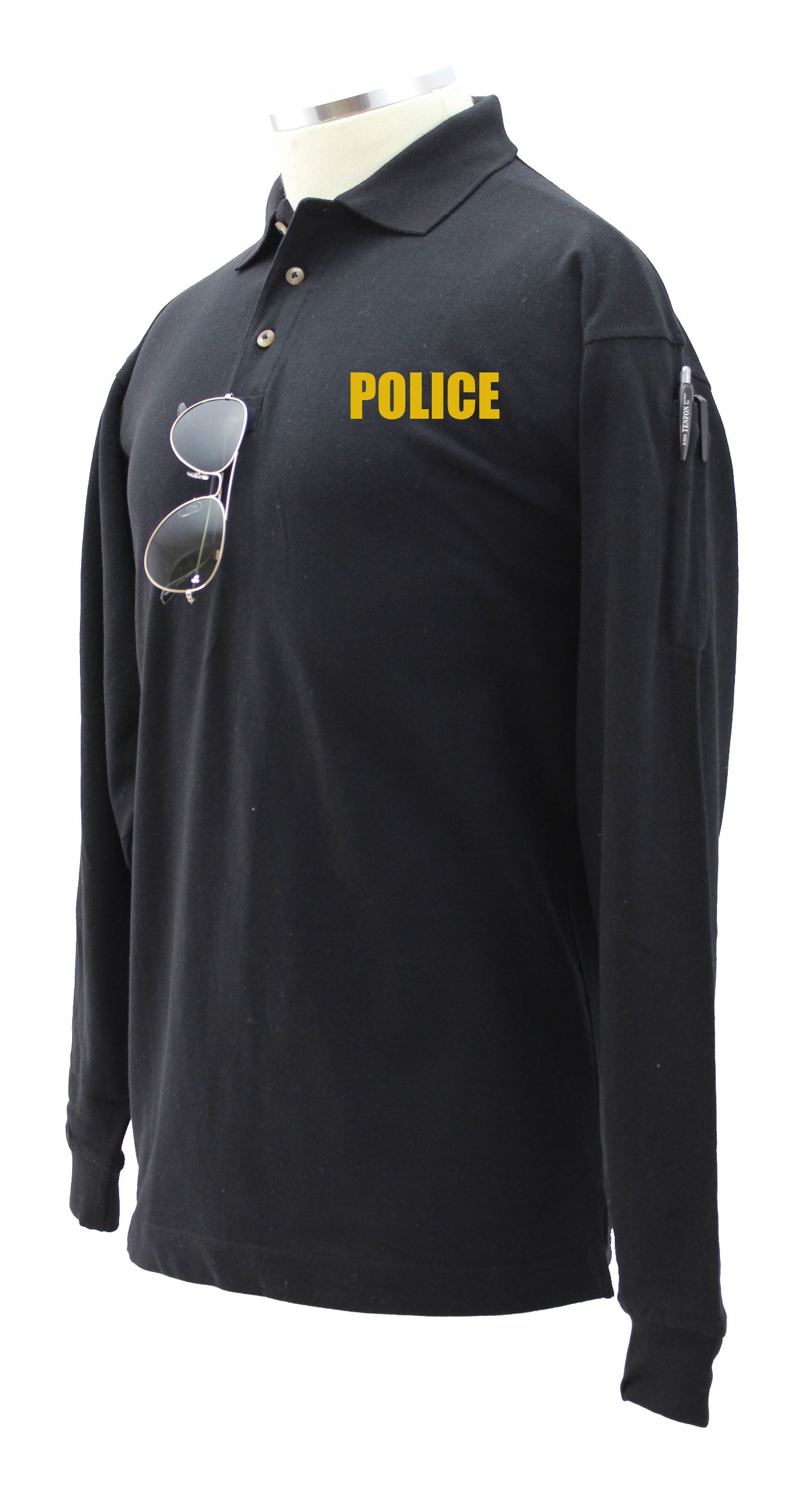 Stars Uniform Police Preshrunk 100% Polycotton Tactical Long Sleeve Polo Shirt - Detail View 9