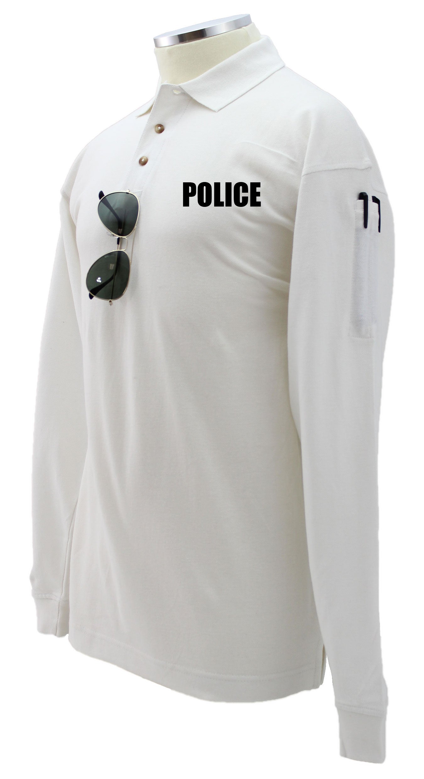 Stars Uniform Police Preshrunk 100% Polycotton Tactical Long Sleeve Polo Shirt - Detail View 3
