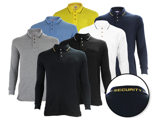 Stars Uniform Poly Cotton Long Sleeve Security Collar Polo Shirt - Primary View
