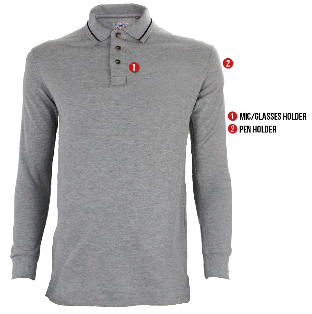 Stars Uniform Poly Cotton Long Sleeve Security Collar Polo Shirt - Detail View 9