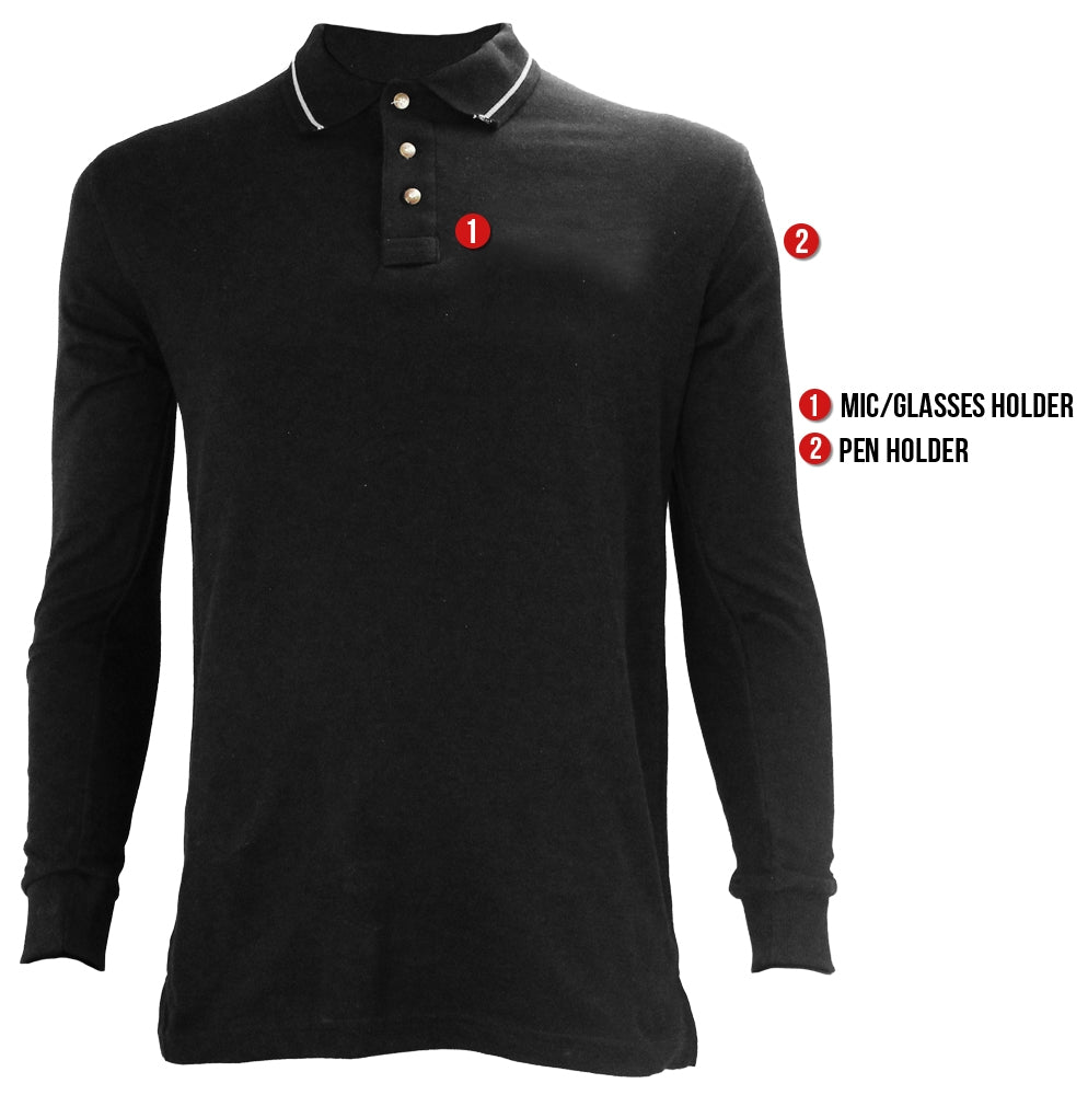 Stars Uniform Poly Cotton Long Sleeve Security Collar Polo Shirt - Detail View 1