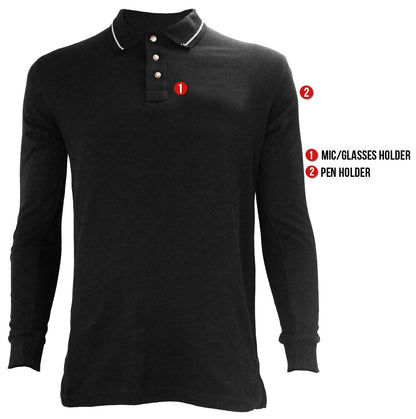 Stars Uniform Poly Cotton Long Sleeve Security Collar Polo Shirt - Detail View 1