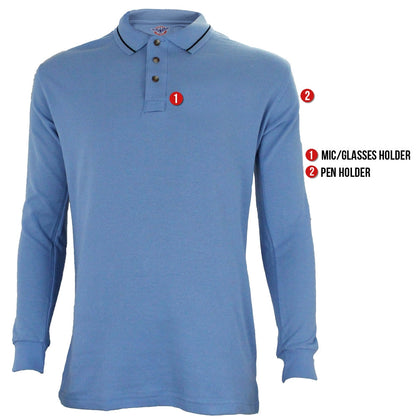 Stars Uniform Poly Cotton Long Sleeve Security Collar Polo Shirt - Detail View 5