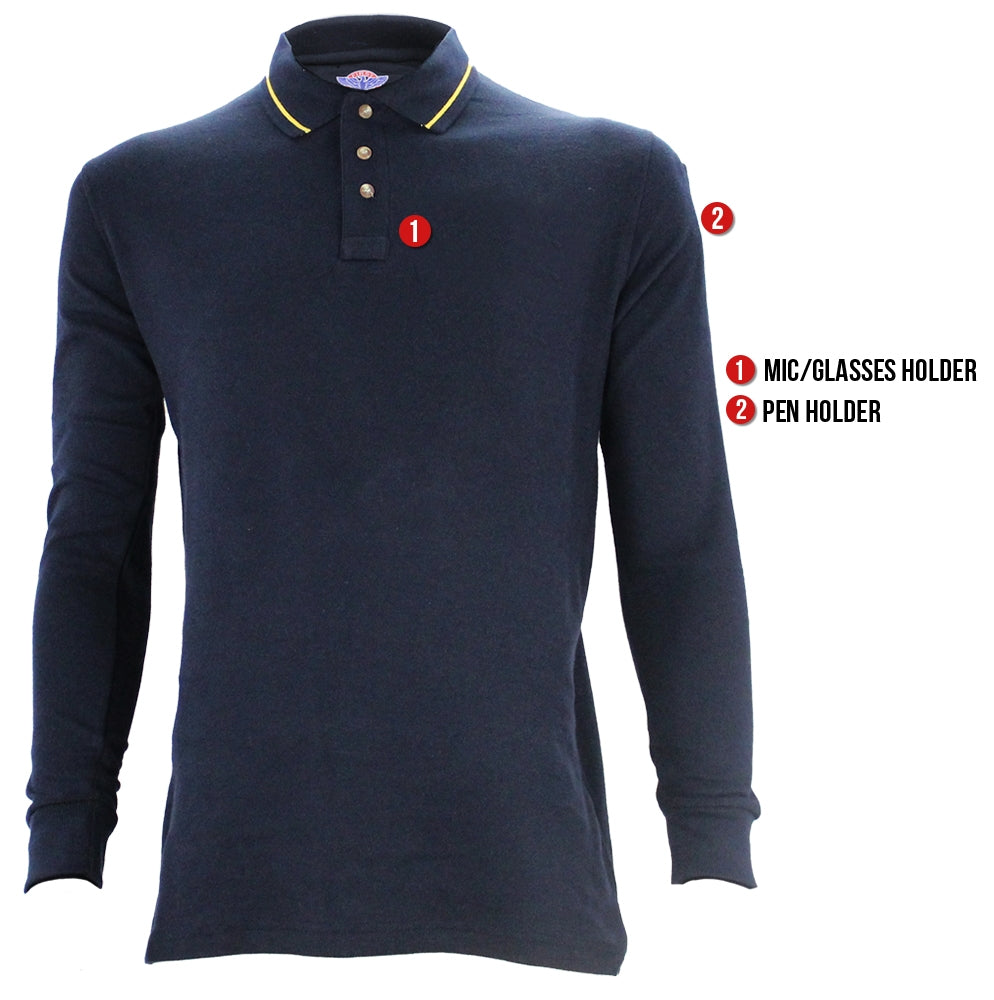 Stars Uniform Poly Cotton Long Sleeve Security Collar Polo Shirt - Detail View 7