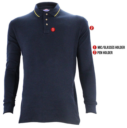Stars Uniform Poly Cotton Long Sleeve Security Collar Polo Shirt - Detail View 7