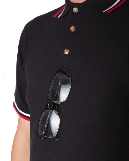 Stars Uniform Poly Cotton Tactical Polos with Red and White Stripes - Detail View 1