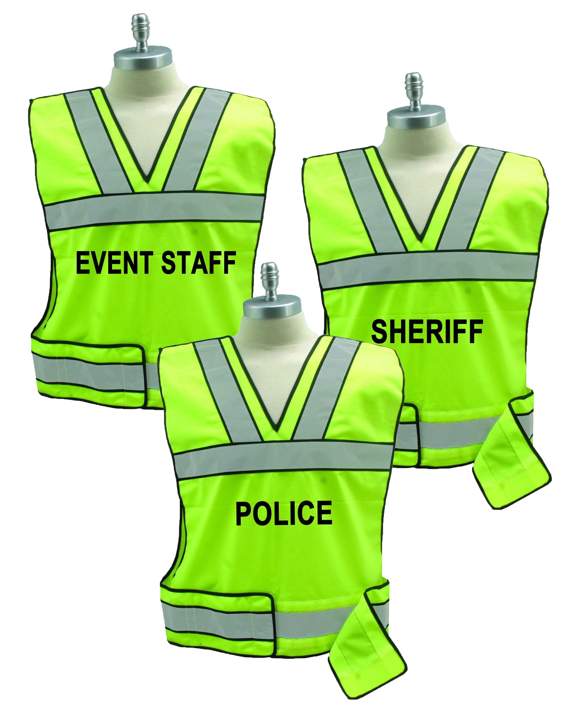 Stars Uniform Reflective Safety Vest with Police, Sheriff and Event Staff ID (Lime Green) - Primary View