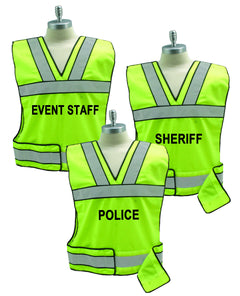 Stars Uniform Reflective Safety Vest with Police, Sheriff and Event Staff ID (Lime Green)