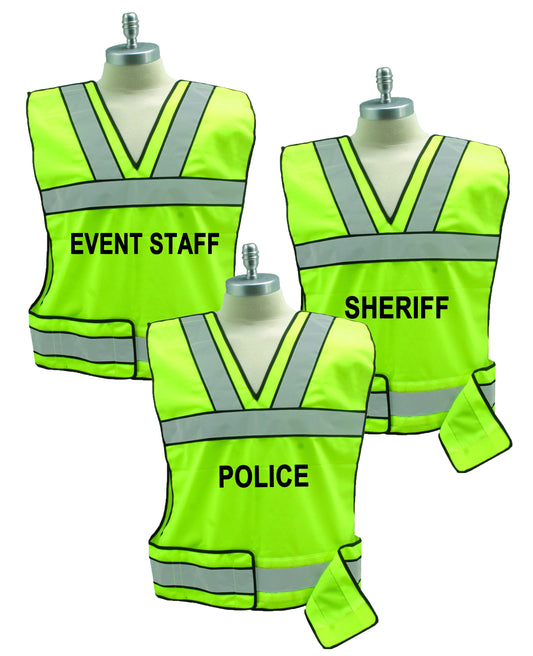 Stars Uniform Reflective Safety Vest with Police, Sheriff and Event Staff ID (Lime Green) - Primary View
