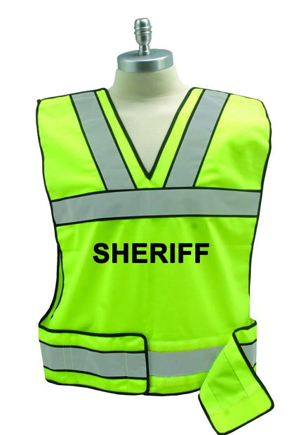 Stars Uniform Reflective Safety Vest with Police, Sheriff and Event Staff ID (Lime Green) - Detail View 10