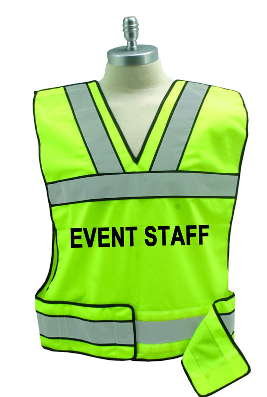 Stars Uniform Reflective Safety Vest with Police, Sheriff and Event Staff ID (Lime Green) - Alternate View
