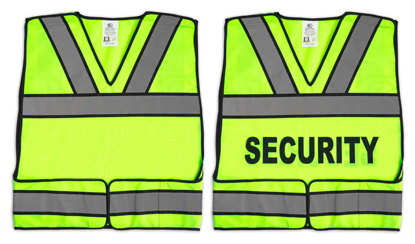Stars Uniform Reflective Safety Vest with Security and No ID (Lime Green) - Primary View