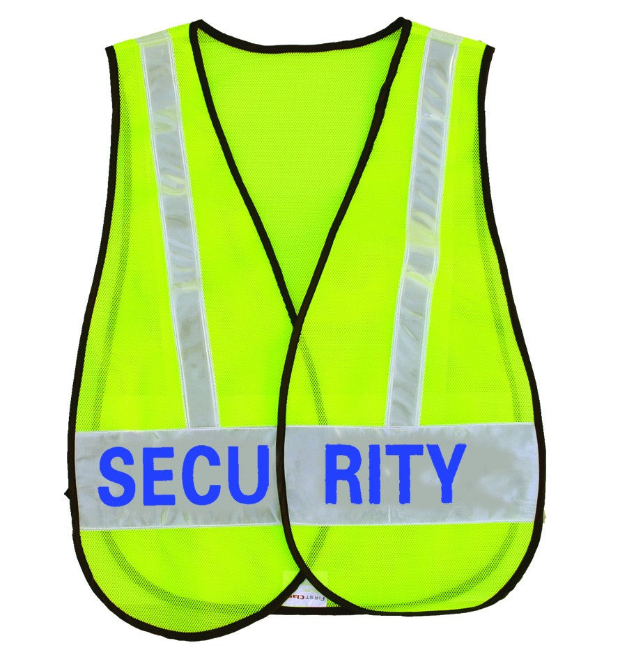 Stars Uniform Reflective Safety Vests with Message ID (Lime Green) - Detail View 1