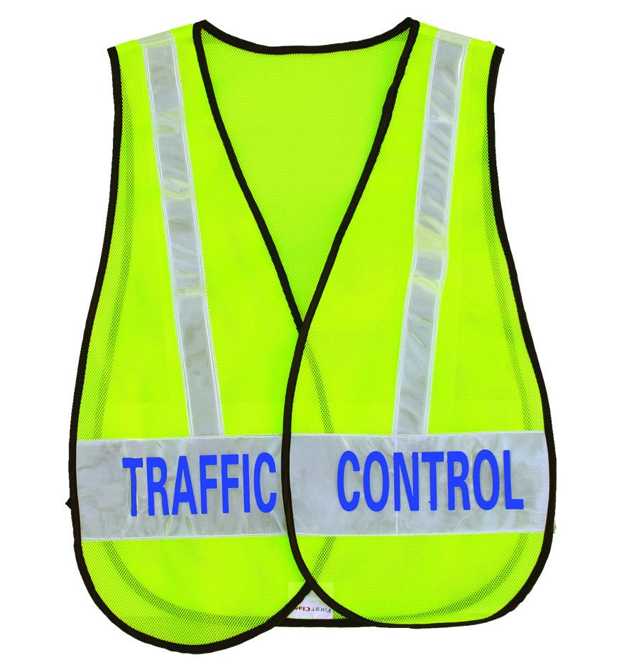 Stars Uniform Reflective Safety Vests with Message ID (Lime Green) - Detail View 2