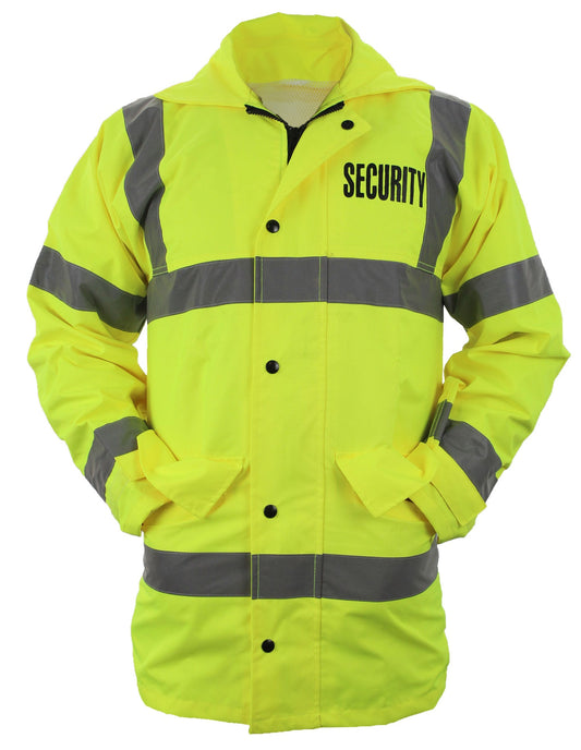 Stars Uniform Security High Visibility Raincoat With Reflective Stripes (Lime Green) - Primary View