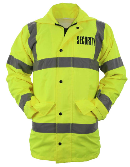 Stars Uniform Security High Visibility Raincoat With Reflective Stripes (Lime Green)