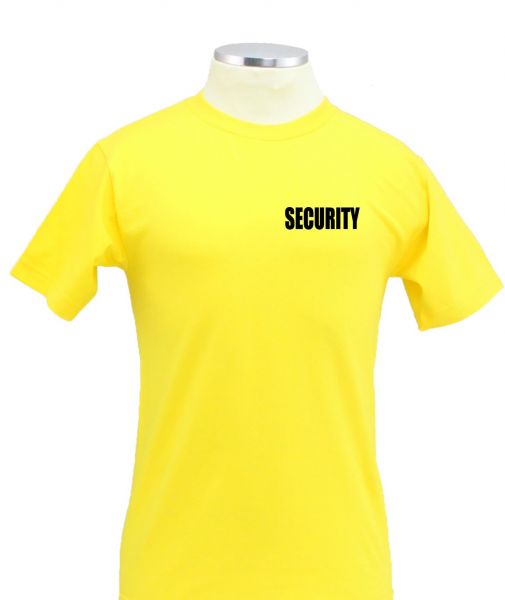 Stars Uniform Security ID Short Sleeves T Shirts Front and Back - Yellow With Black ID - Primary View