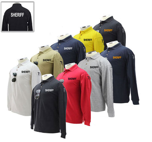 Stars Uniform Sheriff Preshrunk 100% Polycotton Tactical Long Sleeve Polo Shirt - Primary View