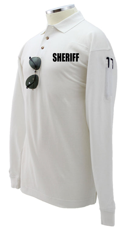 Stars Uniform Sheriff Preshrunk 100% Polycotton Tactical Long Sleeve Polo Shirt - Detail View 8