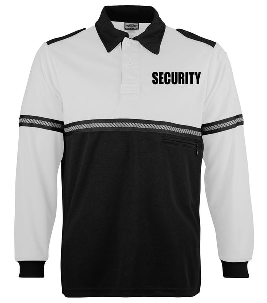 Stars Uniform Two Tone Long Sleeve Bike Patrol Shirt with Zipper Pocket and Hash Stripes with Security ID - Alternate View