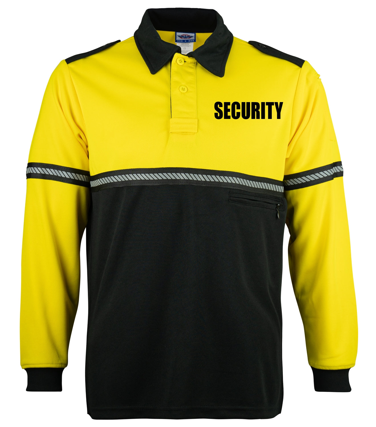 Stars Uniform Two Tone Long Sleeve Bike Patrol Shirt with Zipper Pocket and Hash Stripes with Security ID - Detail View 32
