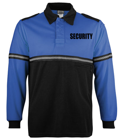 Stars Uniform Two Tone Long Sleeve Bike Patrol Shirt with Zipper Pocket and Hash Stripes with Security ID - Detail View 4