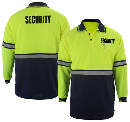 Stars Uniform Two Tone Long Sleeve Polo Shirt with Reflective Stripes and ID - Detail View 12