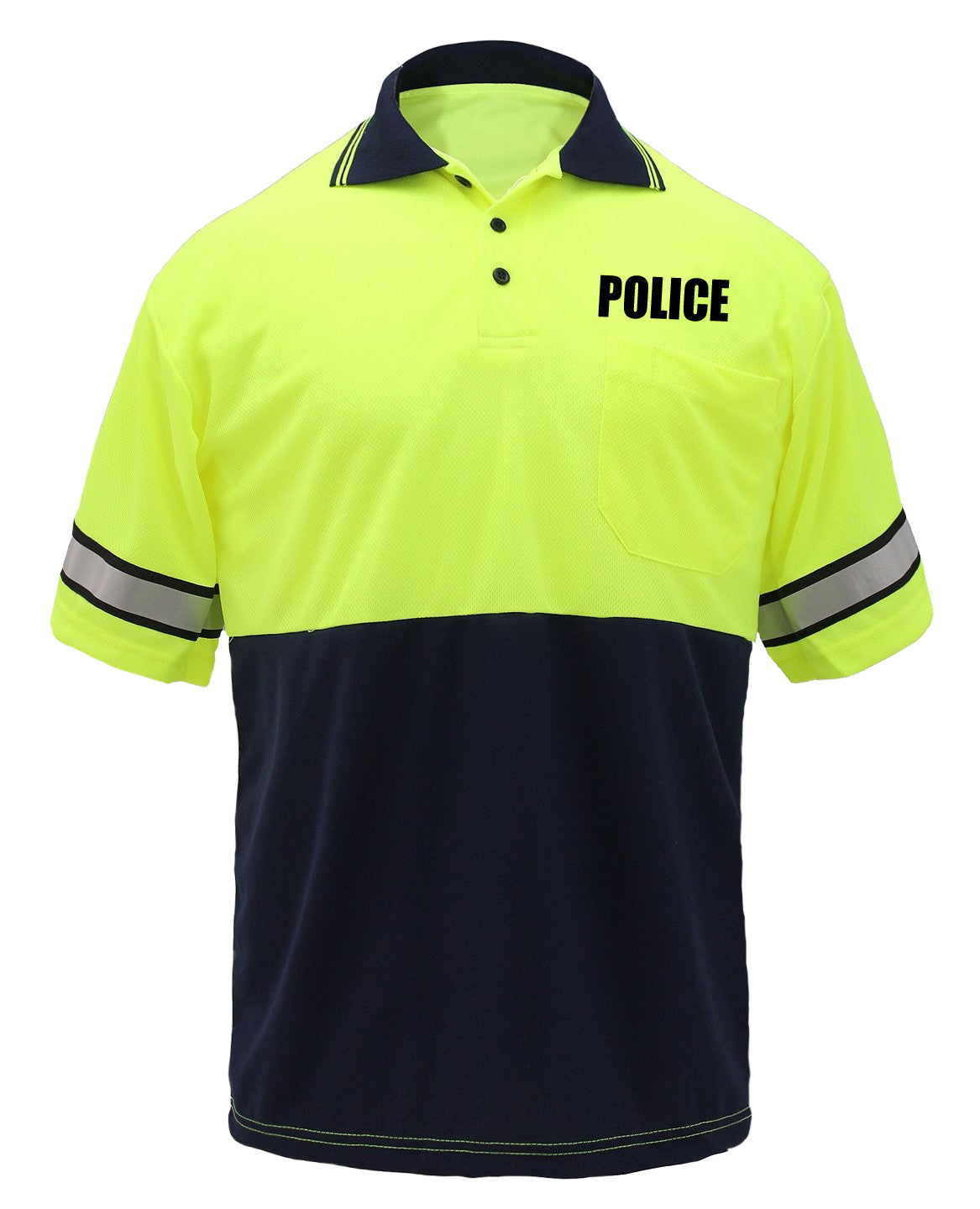 Stars Uniform Two Tone Polyester Polo Shirt with Reflective Stripes and ID - Detail View 1