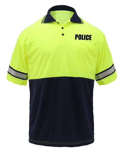 Stars Uniform Two Tone Polyester Polo Shirt with Reflective Stripes and ID - Detail View 1