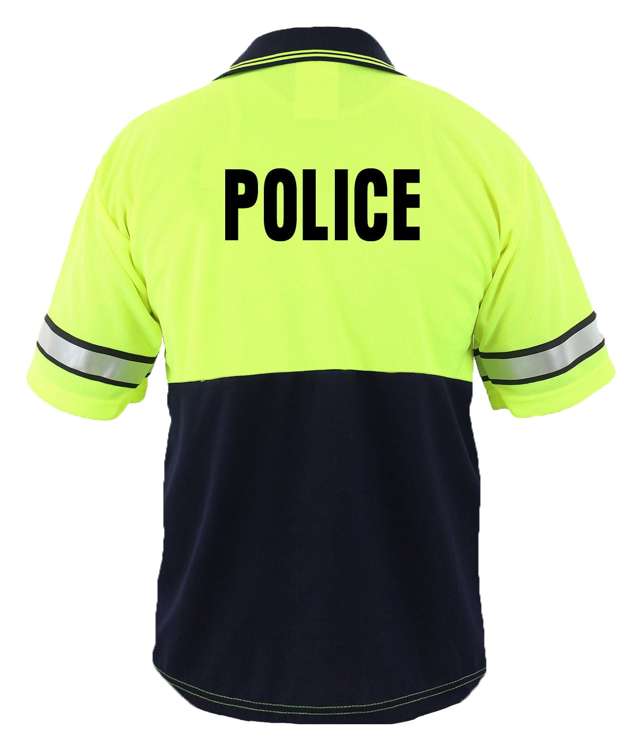 Stars Uniform Two Tone Polyester Polo Shirt with Reflective Stripes and ID - Detail View 4