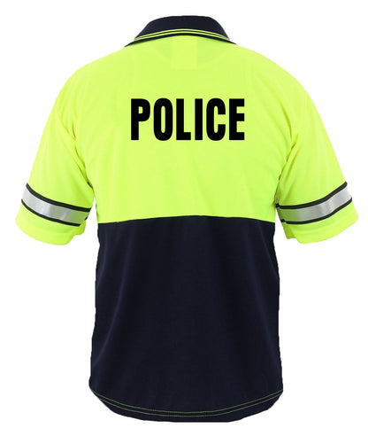 Stars Uniform Two Tone Polyester Polo Shirt with Reflective Stripes and ID - Detail View 4