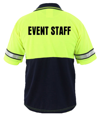 Stars Uniform Two Tone Polyester Polo Shirt with Reflective Stripes and ID - Detail View 5