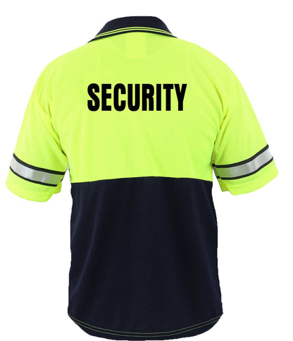 Stars Uniform Two Tone Polyester Polo Shirt with Reflective Stripes and ID - Detail View 6