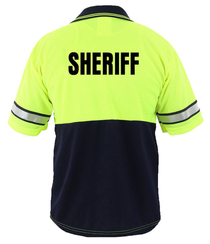 Stars Uniform Two Tone Polyester Polo Shirt with Reflective Stripes and ID - Detail View 7