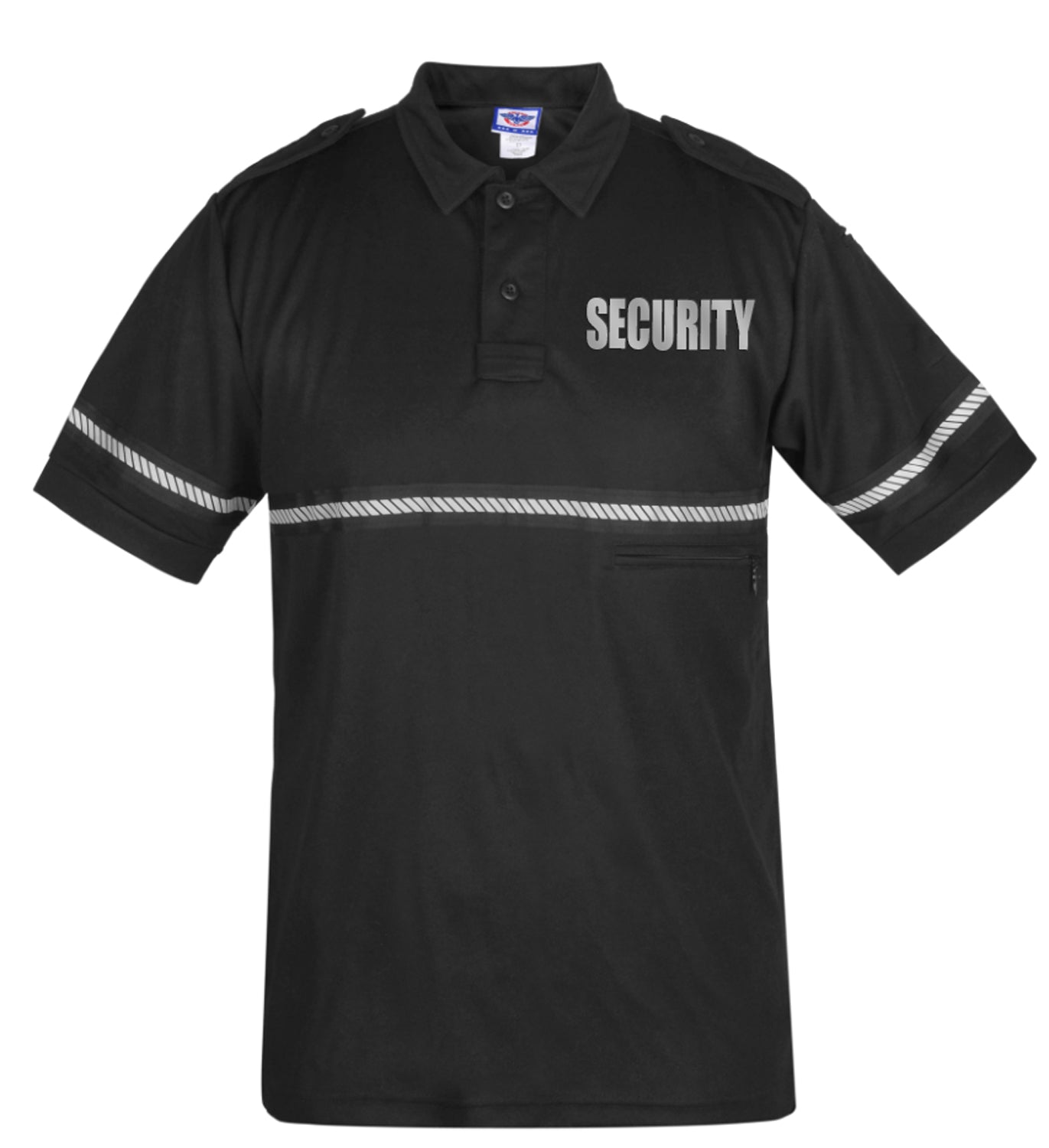 Stars Uniform Two Tone Reflective Security Bike Patrol Shirt with Zipper Pocket and Hash Stripes - Detail View 9