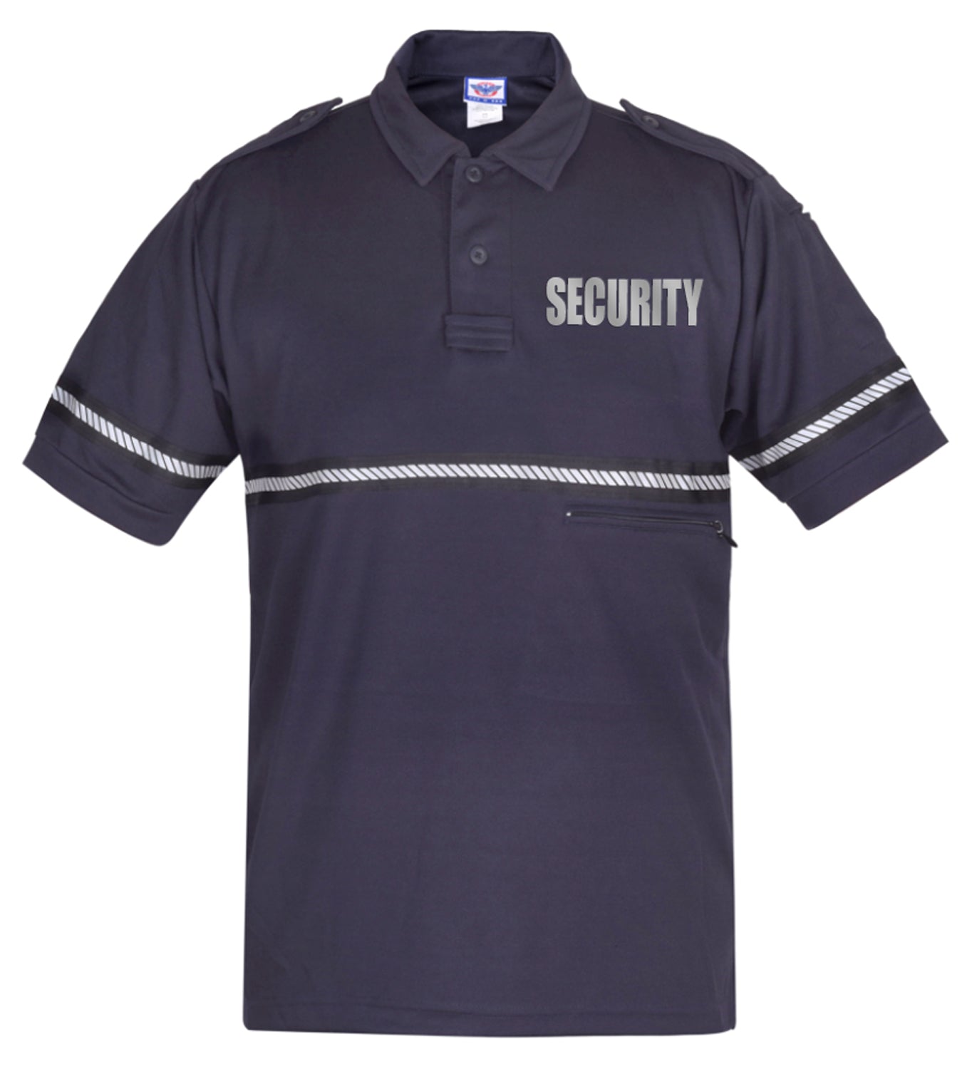 Stars Uniform Two Tone Reflective Security Bike Patrol Shirt with Zipper Pocket and Hash Stripes - Detail View 23