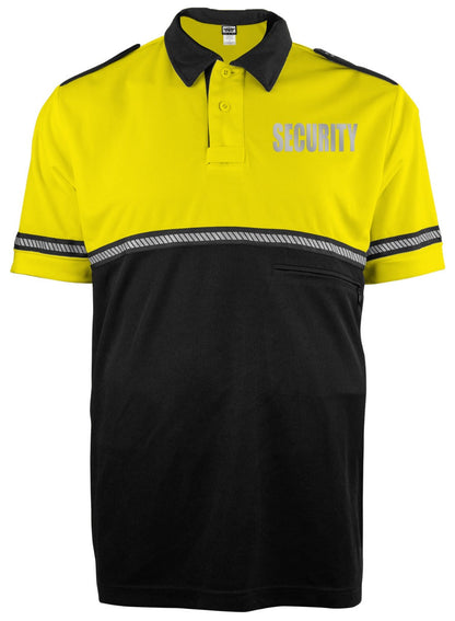 Stars Uniform Two Tone Reflective Security Bike Patrol Shirt with Zipper Pocket and Hash Stripes - Detail View 1