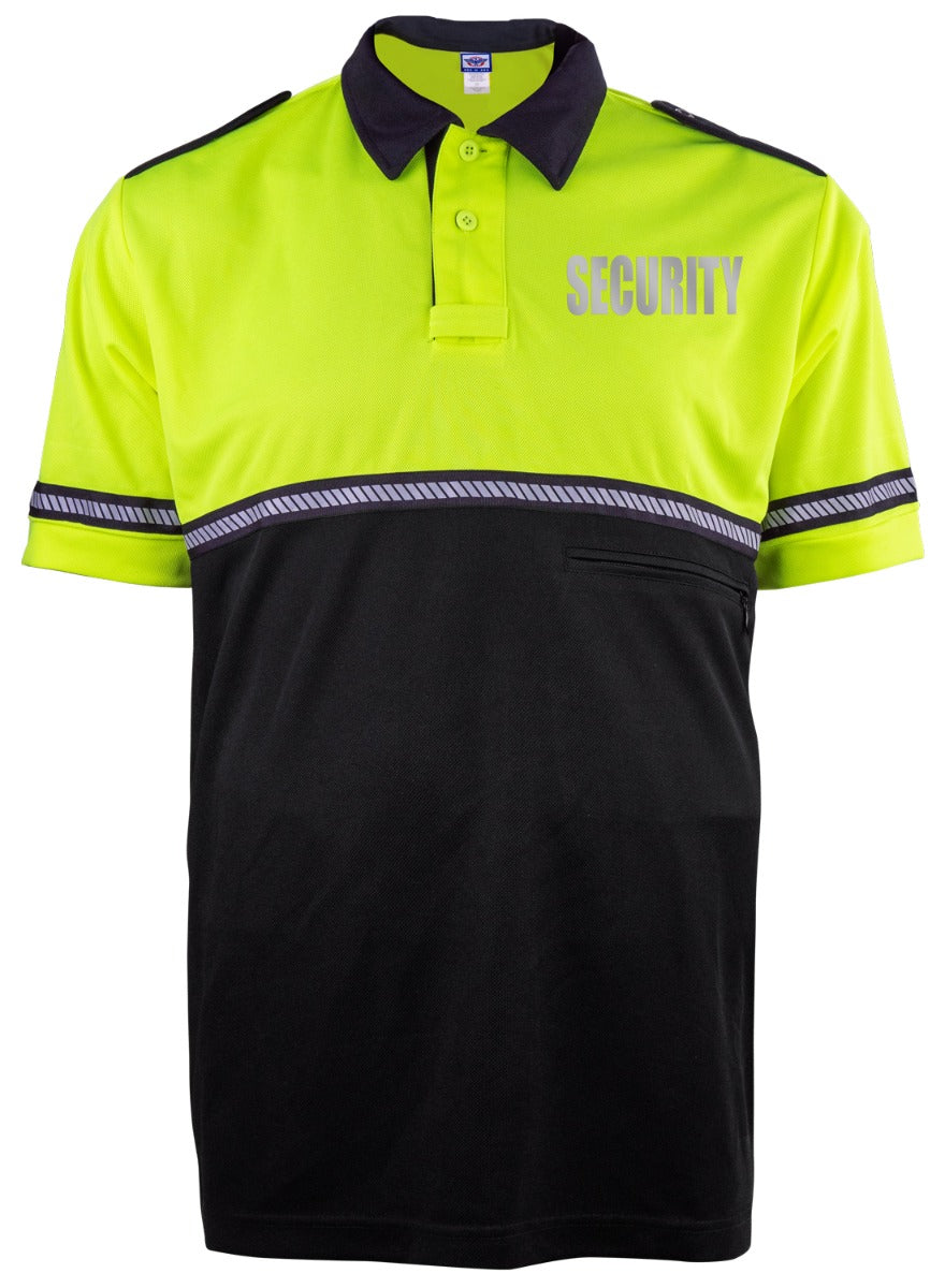 Stars Uniform Two Tone Reflective Security Bike Patrol Shirt with Zipper Pocket and Hash Stripes - Detail View 3
