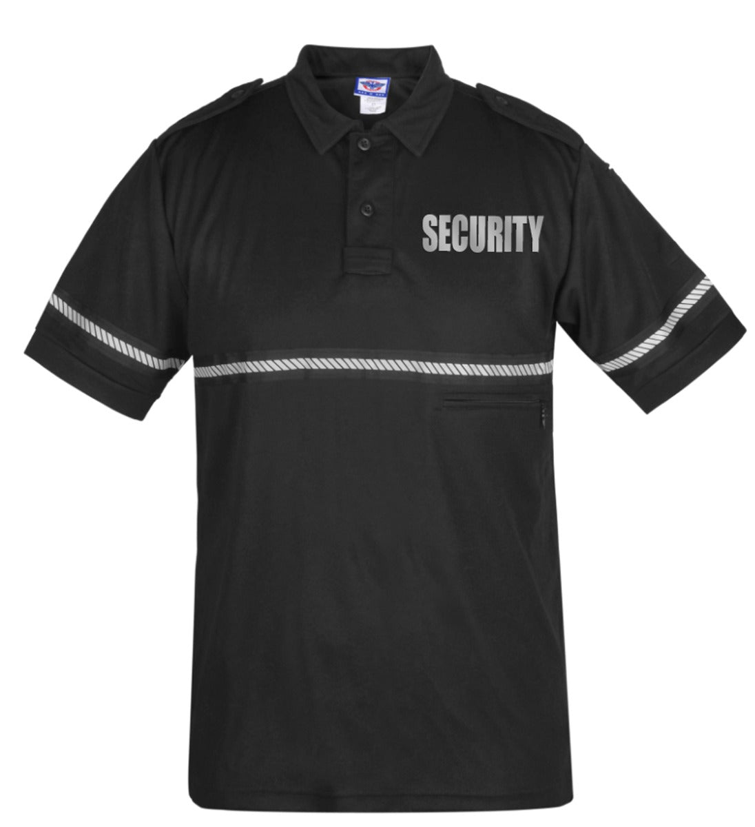 Stars Uniform Two Tone Reflective Security Bike Patrol Shirt with Zipper Pocket and Hash Stripes - Detail View 4
