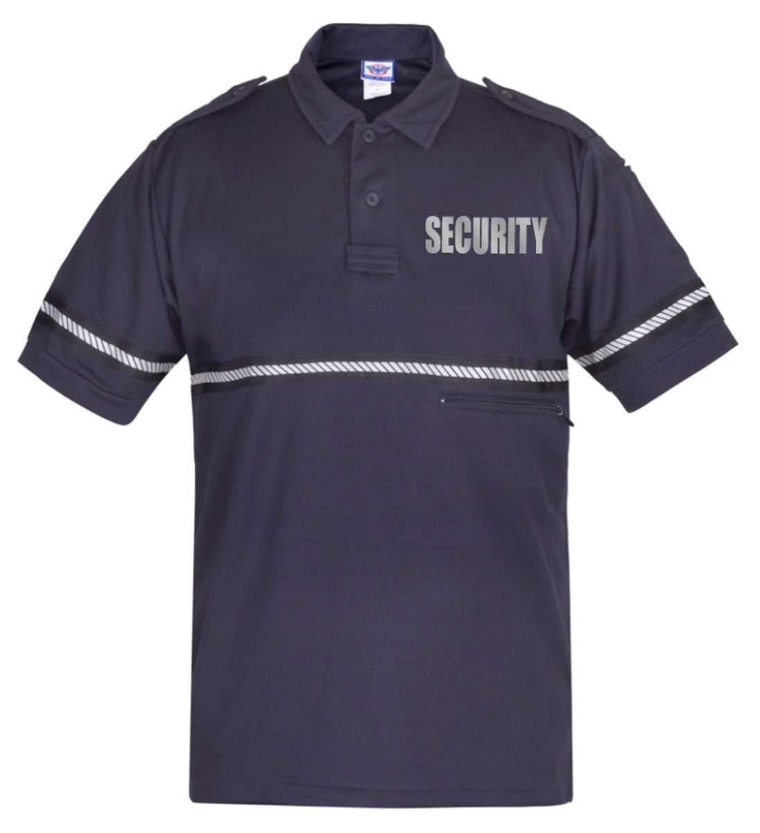 Stars Uniform Two Tone Reflective Security Bike Patrol Shirt with Zipper Pocket and Hash Stripes - Detail View 5