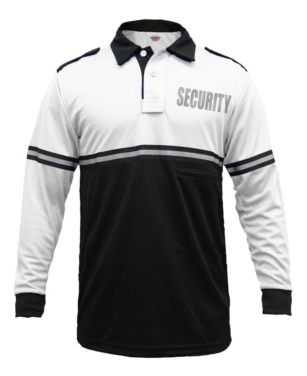 Stars Uniform Two Tone Reflective Security Long Sleeve Bike Patrol Shirt With Zipper Pocket - Primary View