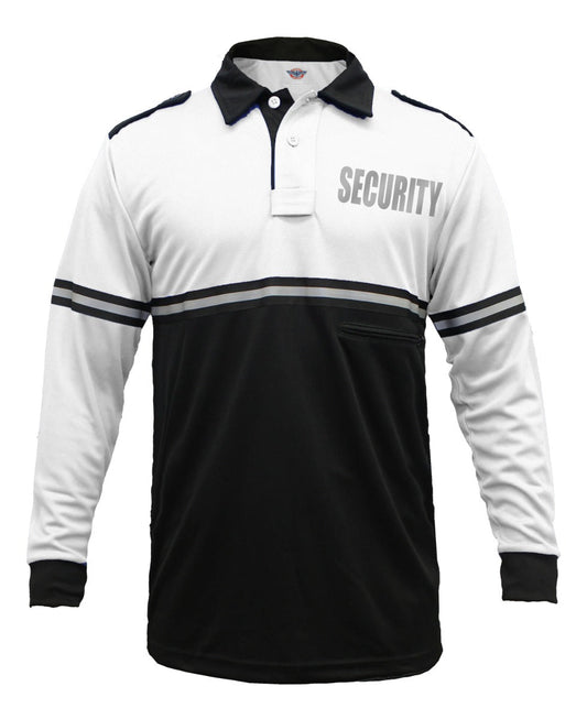 Stars Uniform Two Tone Reflective Security Long Sleeve Bike Patrol Shirt With Zipper Pocket - Primary View