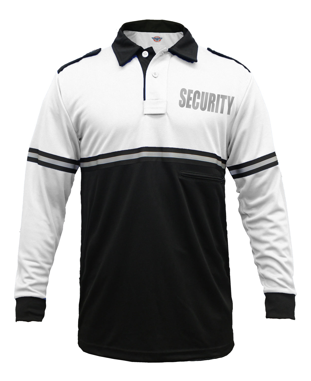 Stars Uniform Two Tone Reflective Security Long Sleeve Bike Patrol Shirt With Zipper Pocket - Detail View 7