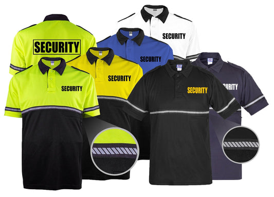 Stars Uniform Two Tone Security Bike Patrol Shirt with Zipper Pocket and Hash Stripes - Primary View