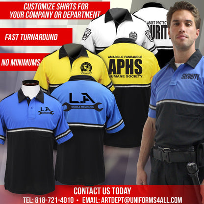 Stars Uniform Two Tone Security Bike Patrol Shirt with Zipper Pocket and Hash Stripes - Detail View 5