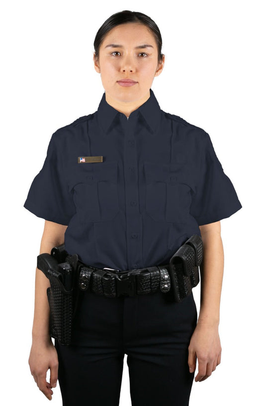Stars Uniform Womens 100% Polyester 4 Pocket Hidden Zipper Uniform Shirt - Short Sleeve - Primary View